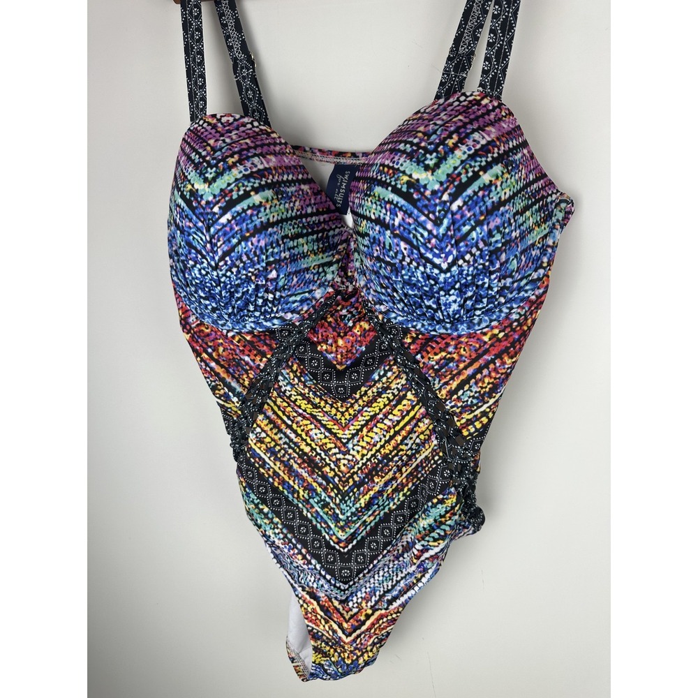 Swimsuits For All Macrame Underwire One Piece Swimsuit Cut Out Plus Size 18 - Picture 4 of 16